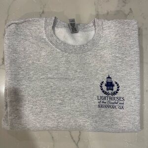 Gildan Gray Sweatshirt with Navy Lighthouse Design